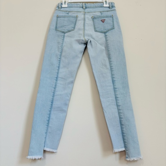Guess big girls two tone denim blue high low raw hem preppy jeans - Picture 2 of 15